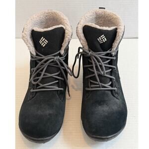 Women's Columbia Black Gray Waterproof Winter Warm Boots Size 8.5